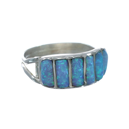 Blue Opal Authentic Sterling Silver Zuni Ring Size 5-3/4 X10577